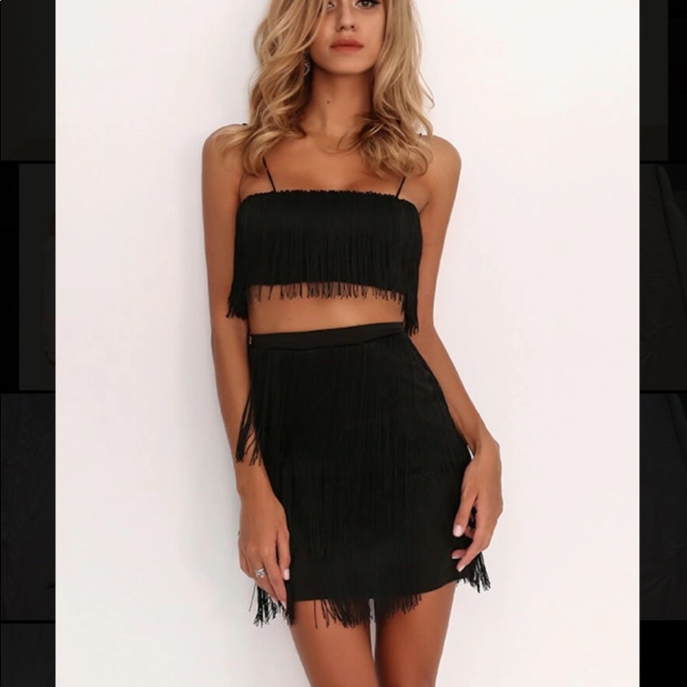 Black Fringe Set